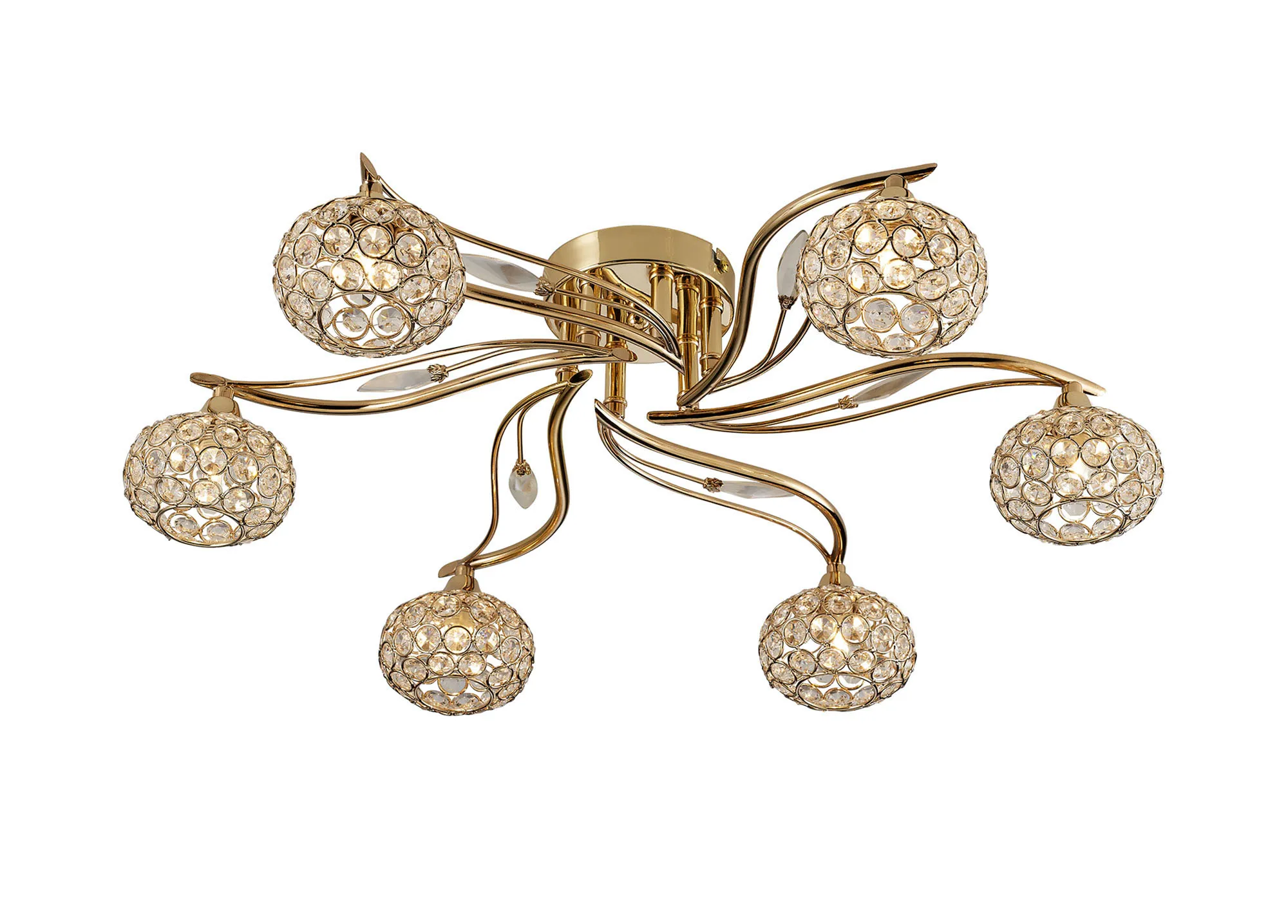 Leimo Crystal Ceiling 6 Light French Gold IL30966  Diyas Leimo French Gold